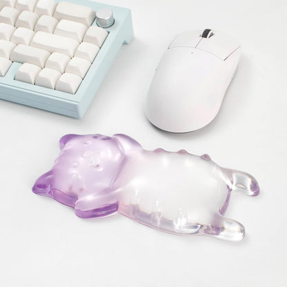 Ergonomic Gel Mouse Wrist Rest – Clear Cute Cat Mouse Wrist Rest, Comfort & Support for Typing and Gaming (Pink)