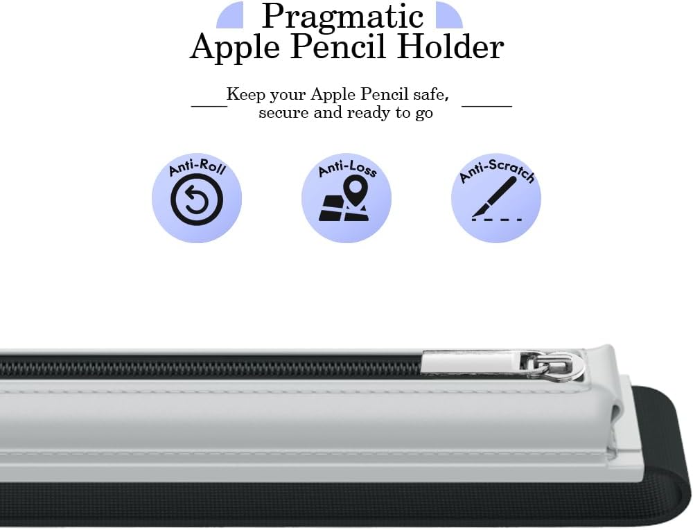 MoKo Pencil Case Fit Apple Pencil Pro, iPencil (USB-C), Apple Pencil 1st/2nd Generation, Stylus Pencil Sleeve PU Leather Zipper Pouch with Elastic Band for 9.7"-12.9" Tablet, Space Gray