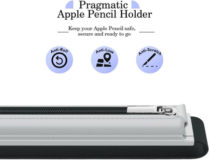 MoKo Pencil Case Fit Apple Pencil Pro, iPencil (USB-C), Apple Pencil 1st/2nd Generation, Stylus Pencil Sleeve PU Leather Zipper Pouch with Elastic Band for 9.7"-12.9" Tablet, Space Gray