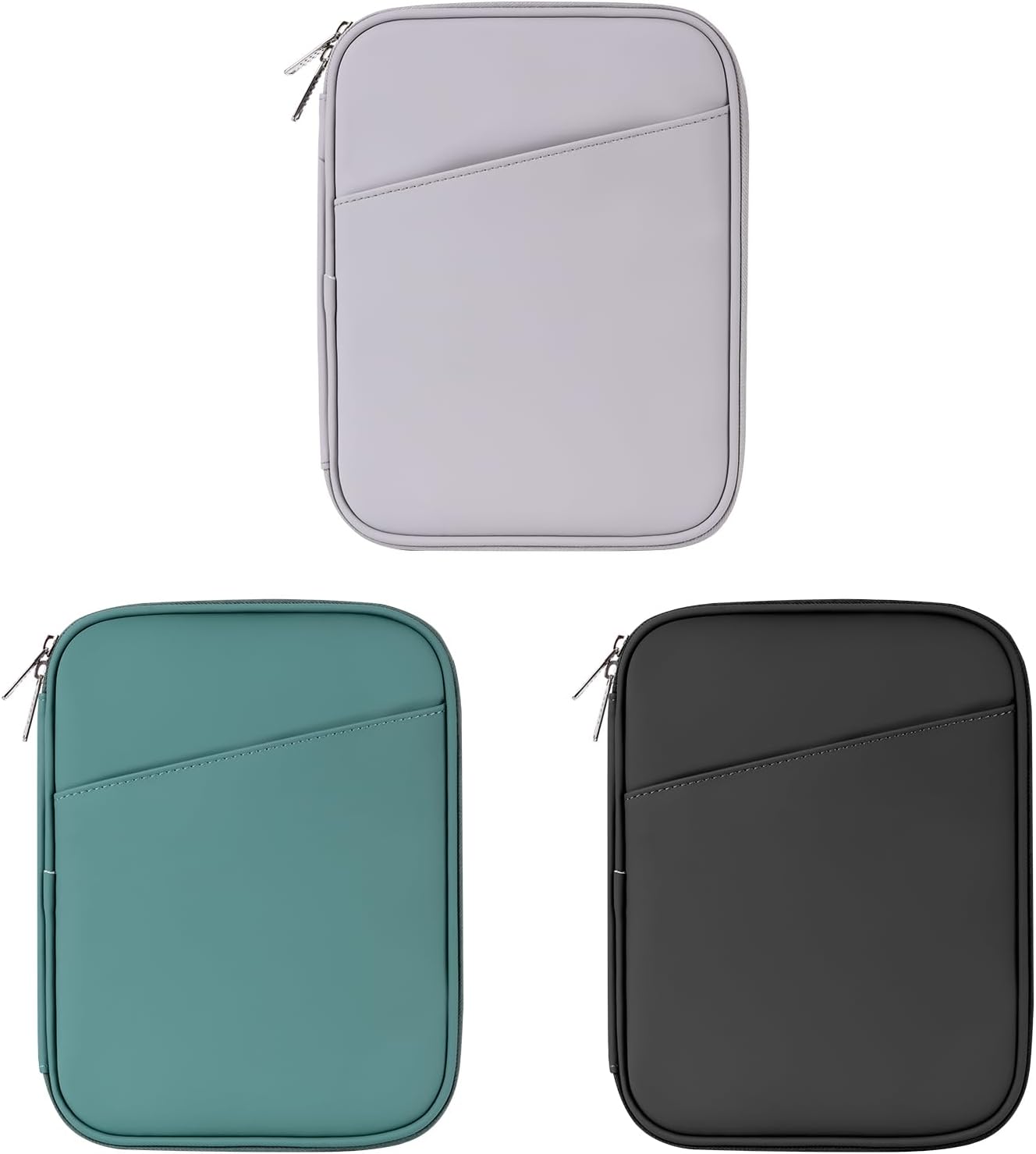 8-9 Inch Tablet Sleeve Bag, Padded Travel Pouch for Galaxy Tab A9 8.7/Tab A 8.4/Fire HD 8, Portfolio Style with Mesh Pocket and Compartments for Accessories (PU-Gray9)