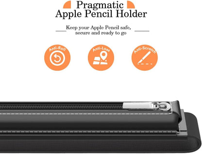 MoKo Pencil Case Fit Apple Pencil Pro, iPencil (USB-C), Apple Pencil 1st/2nd Generation, Stylus Pencil Sleeve PU Leather Zipper Pouch with Elastic Band for 9.7"-12.9" Tablet, Space Gray
