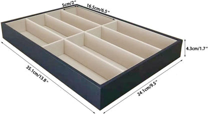 Premium Quality Sunglasses Tray Organizer Display PU Leather Exterior Soft Velvet Liner