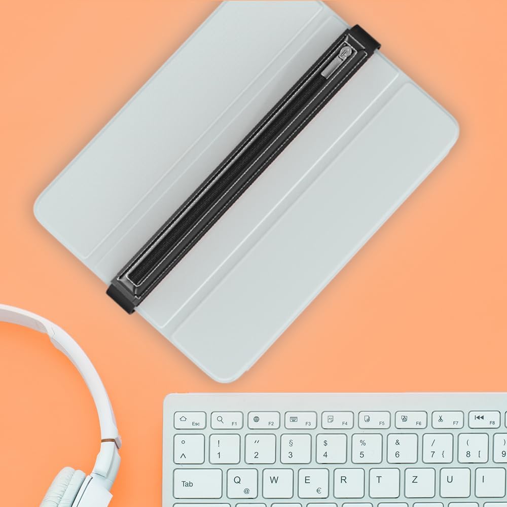 MoKo Pencil Case Fit Apple Pencil Pro, iPencil (USB-C), Apple Pencil 1st/2nd Generation, Stylus Pencil Sleeve PU Leather Zipper Pouch with Elastic Band for 9.7"-12.9" Tablet, Space Gray
