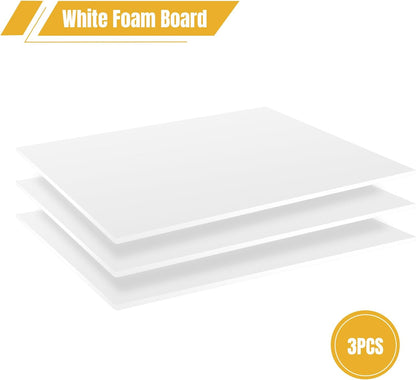 3 Pack White Foam Board 24"x36", 0.23" Thick Foam Core Board for Projects, White Poster Board for Painting, Displaying, and Craft Projects