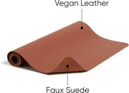Smead Desk Pad, Vegan Leather Desk Mat with Non-Slip Faux Suede Backing, Perfect Desk Organizer for Office Decor, 31.5” x 15.7” Medium, Sandstone (64831)