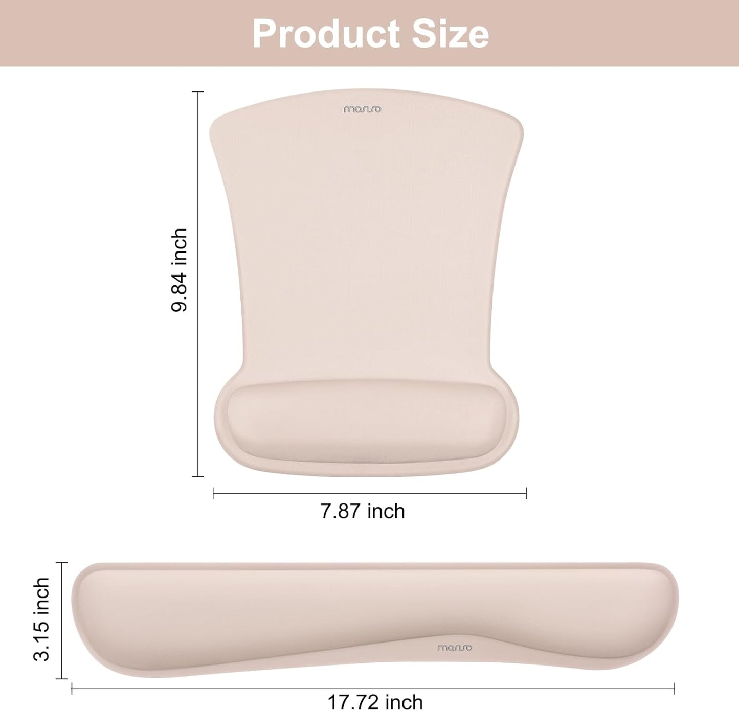 MOSISO Wrist Rest Support for Mouse Pad & Keyboard Set, Ergonomic Mousepad Non-Slip Base Home/Office Pain Relief & Easy Typing Cushion with Neoprene Cloth & Raised Memory Foam, Black