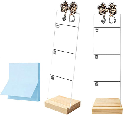 Monitor Memo Board Computer Monitor Memo Board Sticky Note Organizer Kidney Acrylic Desk Accessories Removable Wooden Base Set Sticky Notes 100 Sheets 11.8×3.1 inches