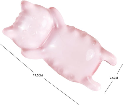 Ergonomic Gel Mouse Wrist Rest – Clear Cute Cat Mouse Wrist Rest, Comfort & Support for Typing and Gaming (Pink)