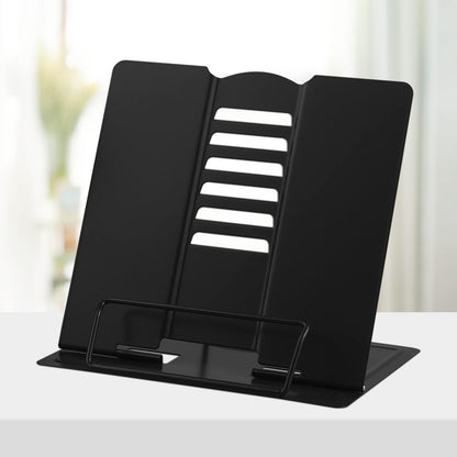 Honagu Book Stand Metal Desk Book Holder, Book Holders for Reading Hands Free, Adjustable Cookbook Documents Holder, Portable Bookstand for Music Books, Textbook, Recipe, Tablet, Ipad (Black)