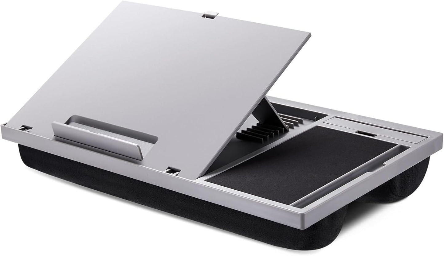 Adjustable Lap Desk for Laptop-Fits Laptops up to 15.6 Inch, Bed Desk Tray Table with Cushion, 8 Angles, Mouse Pad & Cellphone Slot, Laptop Desk for Bed, Office,Car or Couch