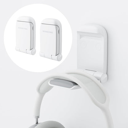 MAMUVIMO Headphone Stand, Headset Stand Foldable ＆ Sticky, Headphone Holder Hook Mount with Non-Slip Silicone, Adhesive Earphone Desk Hanger Clip Space-Saving for Airpods Max, All Earphones- Pink