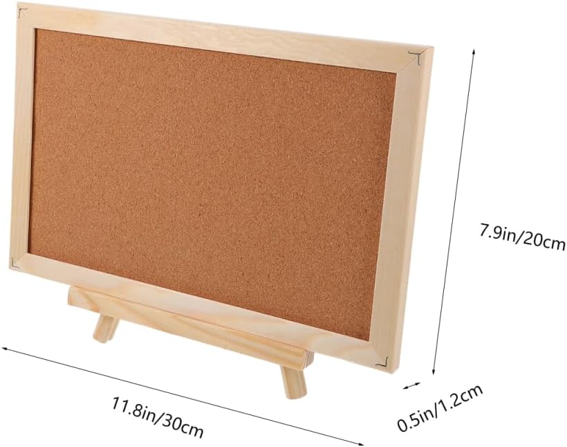 MAGICLULU Double-Sided Cork Bulletin Board with Wooden Frame Wooden Message Board with Easel Stand for Notes, Photos and Displays 11.81x7.87 Inch