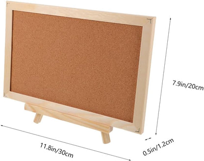 MAGICLULU Double-Sided Cork Bulletin Board with Wooden Frame Wooden Message Board with Easel Stand for Notes, Photos and Displays 11.81x7.87 Inch