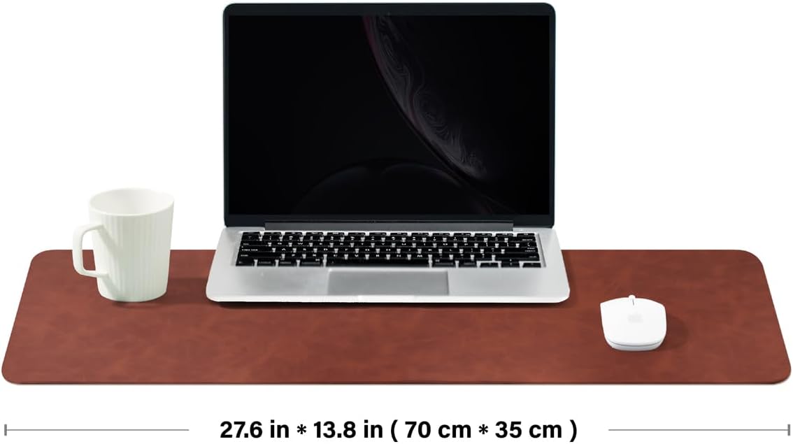 Distressed Leather Desk Mat - Non-Slip PU Desk Pad for Office and Home - Desk Organization and Accessories - Ideal for Large Mouse Pad and Desk Mats on Top of Desks(Tan,36"x 17")