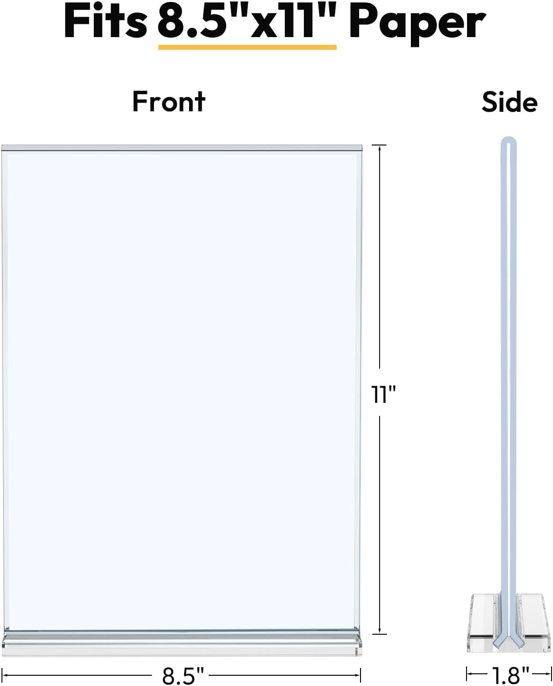 NIUBEE Acrylic Sign Holder Unbreakable: 8.5 x 11 Flyer Stand for Outdoor Vendor Event Booths - Clear Price List Paper Display for Craft Fair Market Table - 3 Pack