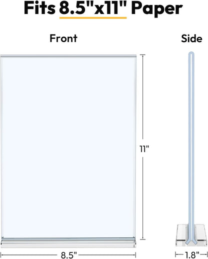 NIUBEE Acrylic Sign Holder Unbreakable: 8.5 x 11 Flyer Stand for Outdoor Vendor Event Booths - Clear Price List Paper Display for Craft Fair Market Table - 3 Pack