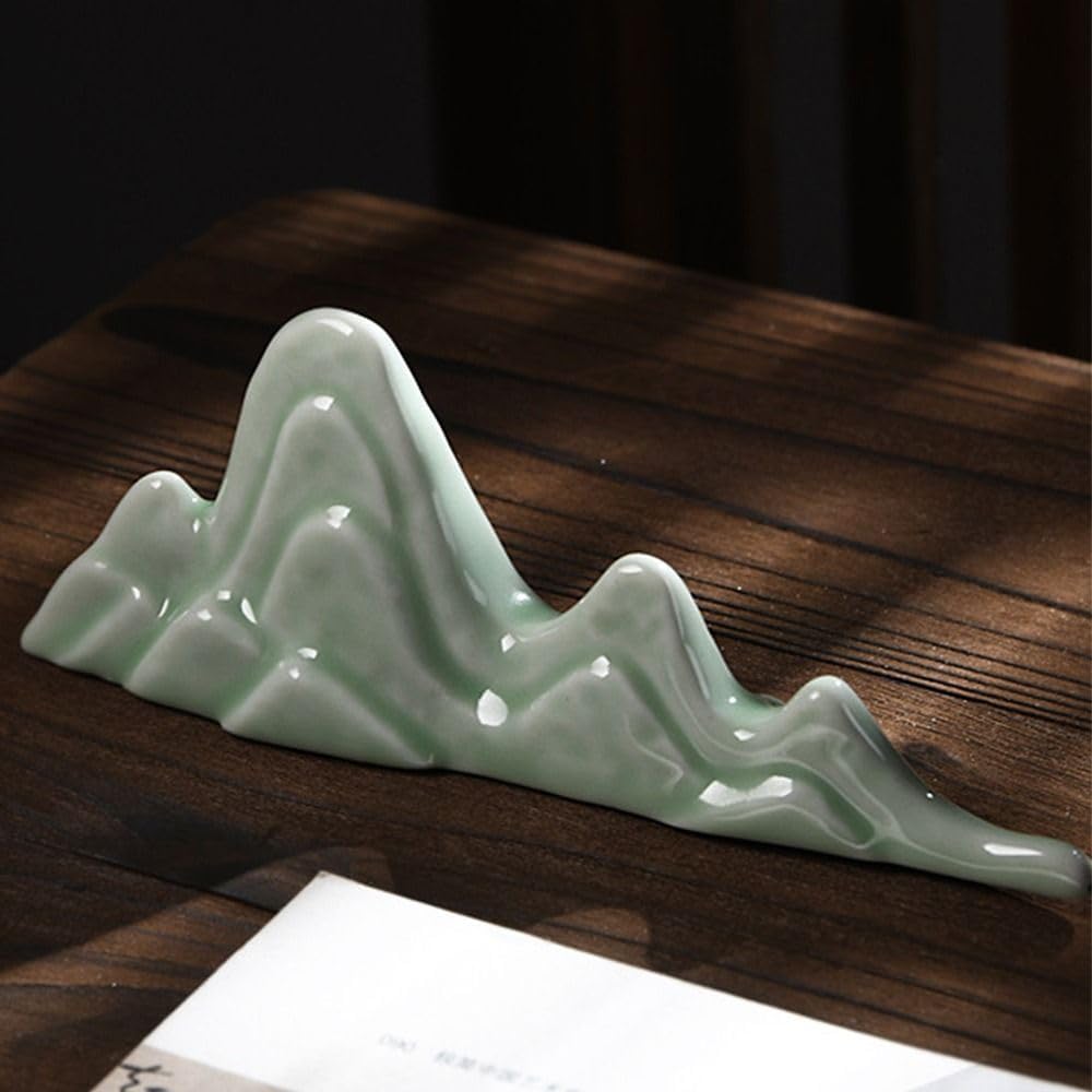 Ceramic Pen Holder & Brush Stand - Green - Calligraphy & Painting Brush Organizer