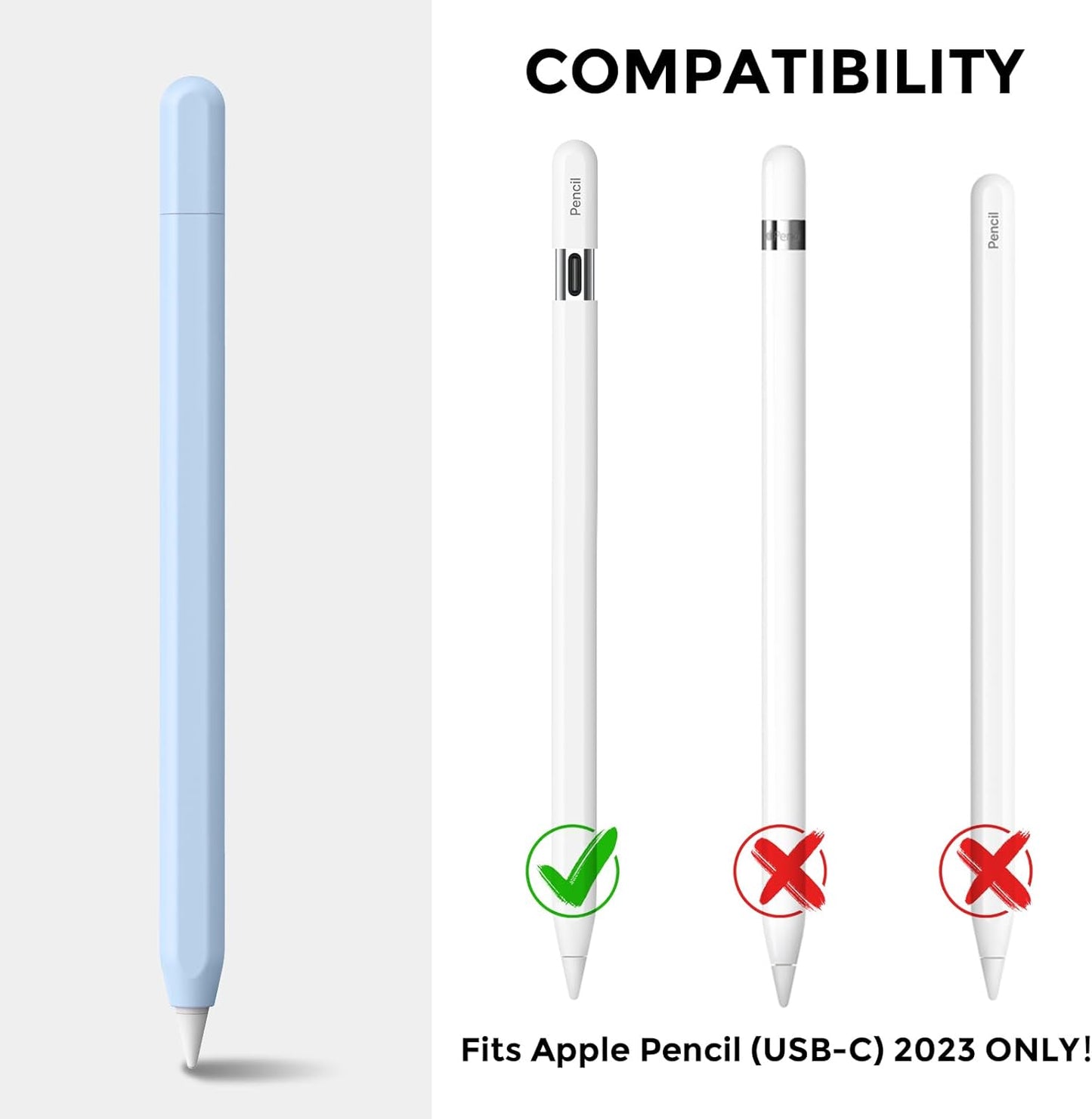 AhaStyle Silicone Case for Apple Pencil (USB-C) 2023 Ultra Thin Proteative Cover Skin Apple Pencil Sleeve Anti-Slip Grip Compatible with Apple Pencil USB C (Lavender)
