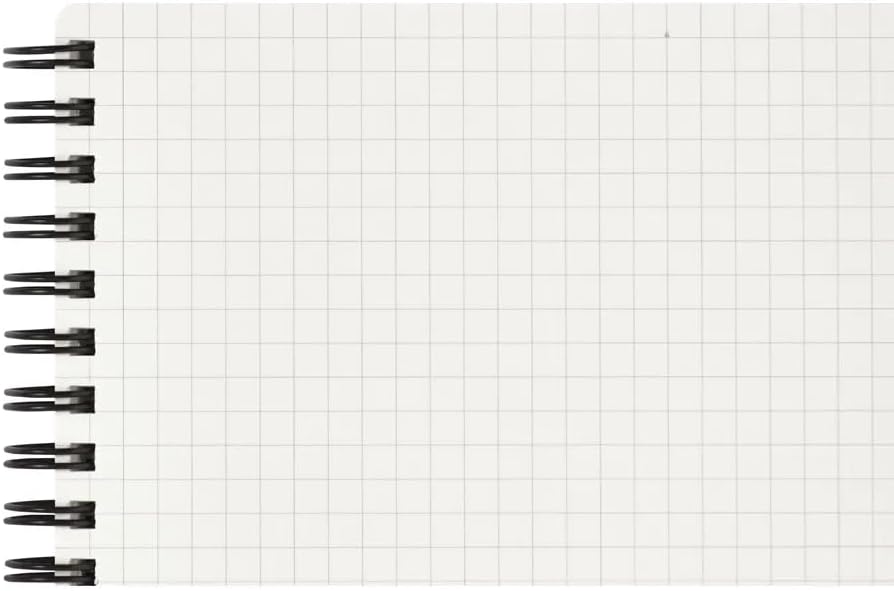 Maruman Mnemosyne Grid Notebook- Horizontal A4 Layout, 8.27" x 11.69", 70 Sheets / 140 Pages, 5mm Graph Paper Journal, Perforated Pages & Wire-Bound to Lay Flat, Black, Made in Japan