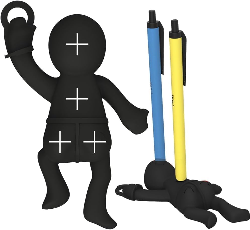 Silicone Funny Pen Holder Pencil Pin Organizer Cute Desk Decorations Office Accessories Funny Keychain for Schoolbag Handbag Checkout Counter (BLACK)