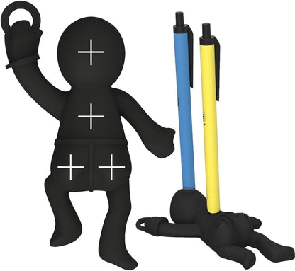 Silicone Funny Pen Holder Pencil Pin Organizer Cute Desk Decorations Office Accessories Funny Keychain for Schoolbag Handbag Checkout Counter (BLACK)