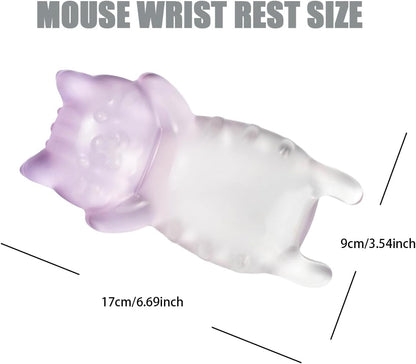 Ergonomic Gel Mouse Wrist Rest – Clear Cute Cat Mouse Wrist Rest, Comfort & Support for Typing and Gaming (Pink)