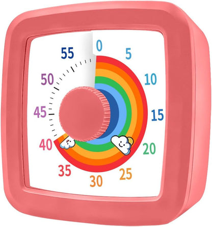 Visual Timer for Kids & Adults, 60 Minute Rainbow Countdown Timer, Time Management Tool for Classroom, Home, Kitchen, Office, School