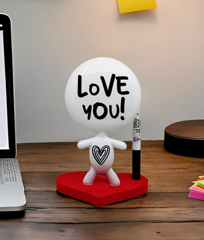 Dry Erase Board - TITTO in Love, Draw Your Ideas - Ceramic Doll - Black Office Design Desk - Coworkers Office Home Gift (Black)