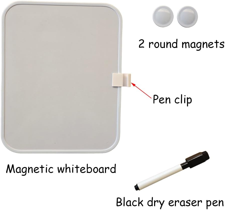 Small Dry Erase Board，Fridge Whiteboard，6" X 8" with Dry Erase Markers Magnetic and 2 Magnets，Mini Whiteboard for Office Door，School Lockers（White）