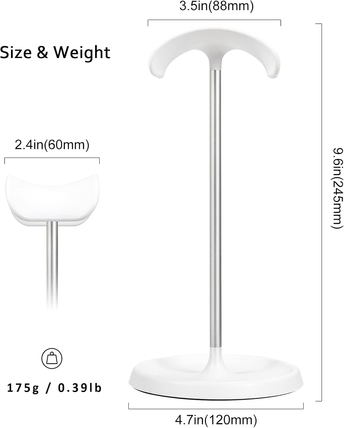 Headphone Stand, Curved Headset Stand with Storage Tray, Heavy Base Gaming Headset Holder for AirPods Max, AirPods, AirPods Pro, Beats, Bose, Sennheiser, Sony and More (White)
