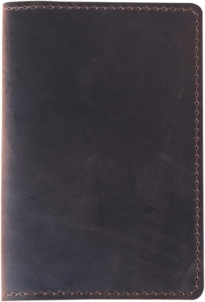Fan&Ran Genuine Leather Journal Cover for Field Notes Notebooks, Moleskine Cahier Journal Pocket 3.5 x 5.5 Inches, Bourbon Brown