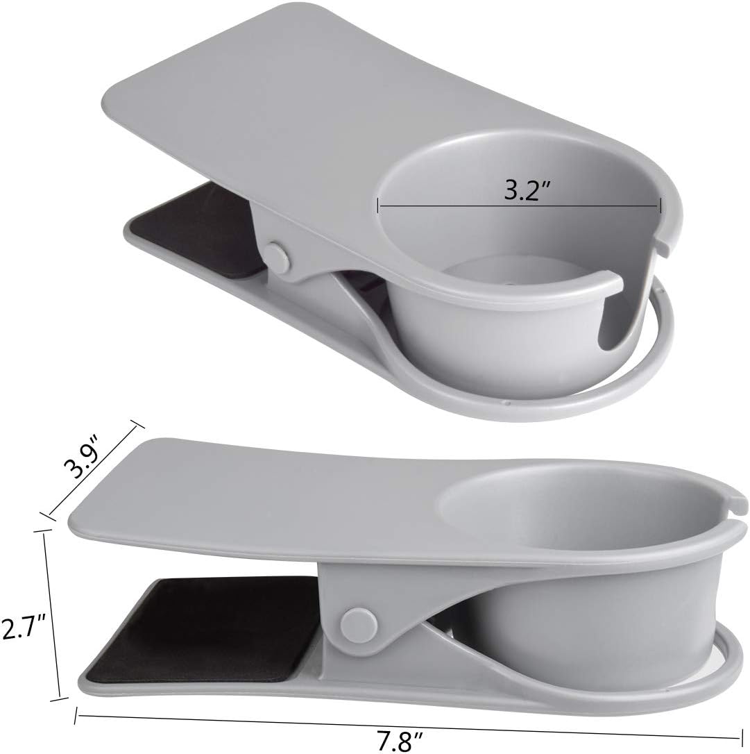Drinking Cup Clip, Desk Cup Holder, Table Edge Clamp - Place Water Glass, Coffee Mug, Beverage, Cell Phone. Best Office Accessories (Black)