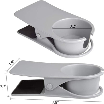 Drinking Cup Clip, Desk Cup Holder, Table Edge Clamp - Place Water Glass, Coffee Mug, Beverage, Cell Phone. Best Office Accessories (Black)