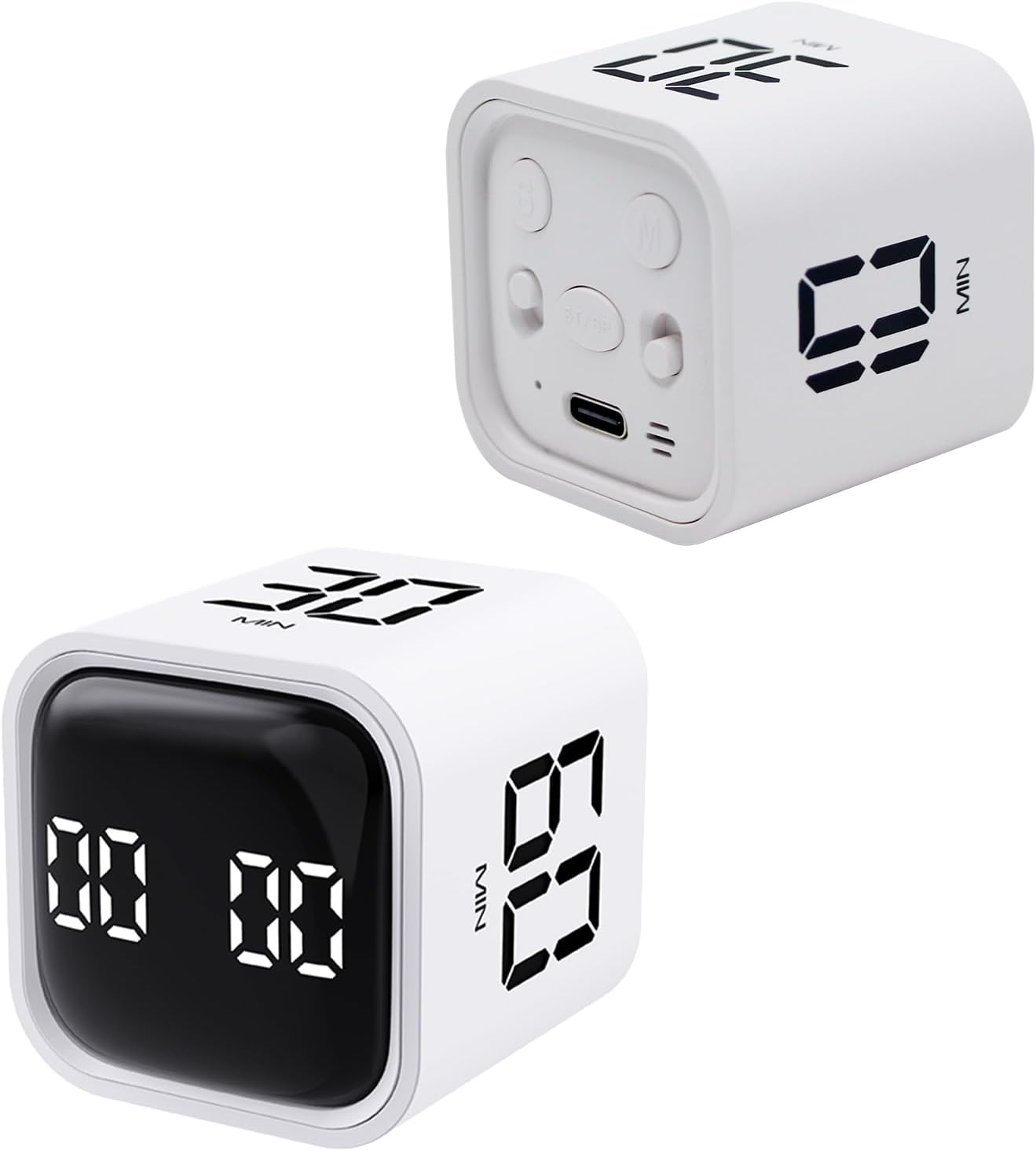 Productivity Timer Flip Gravity Sensor Cube Timer Countdown & Countup,Mute & Vibrate & Sound，5/10/30/60min & Custom Timing, Perfect for ADHD,Work,Learning,Kitchen Cooking (1Black)