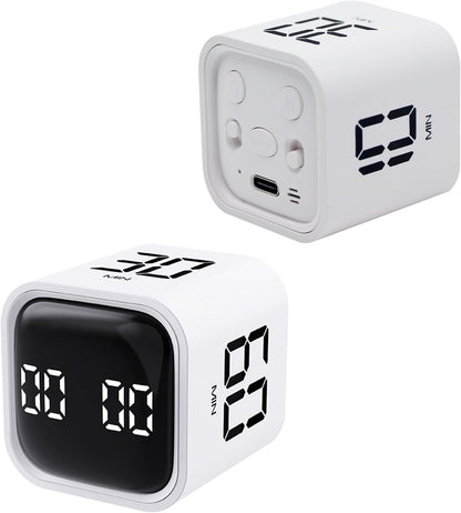 Productivity Timer Flip Gravity Sensor Cube Timer Countdown & Countup,Mute & Vibrate & Sound，5/10/30/60min & Custom Timing, Perfect for ADHD,Work,Learning,Kitchen Cooking (1Black)