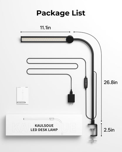 Desk Lamp with Clamp, Eye Caring LED Desk Lamp for Home Office with Gooseneck, Clip on Light with 3 Color Modes for Working, Reading, Drawing