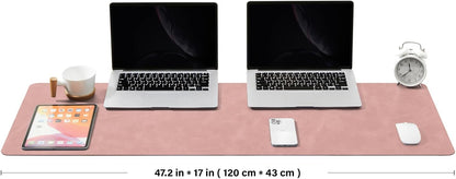 Distressed Leather Desk Mat - Non-Slip PU Desk Pad for Office and Home - Desk Organization and Accessories - Ideal for Large Mouse Pad and Desk Mats on Top of Desks(Tan,36"x 17")