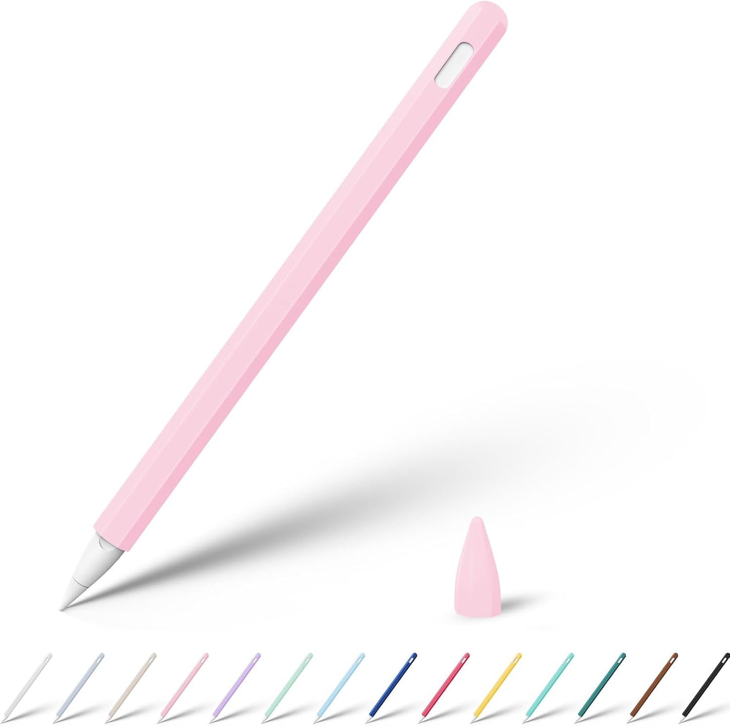 KELIFANG Silicone Case for Apple Pencil Pro 2024 & Apple Pencil 2nd Generation, Cute Pink Protective Skin Sleeve Cover Holder Grip and Tip Cap Accessories Compatible with iPad Pro 11 12.9 13 Inch