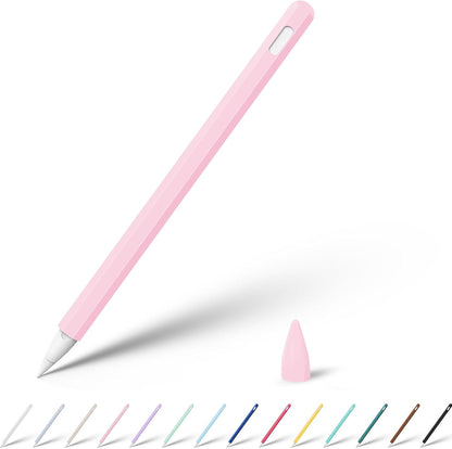 KELIFANG Silicone Case for Apple Pencil Pro 2024 & Apple Pencil 2nd Generation, Cute Pink Protective Skin Sleeve Cover Holder Grip and Tip Cap Accessories Compatible with iPad Pro 11 12.9 13 Inch