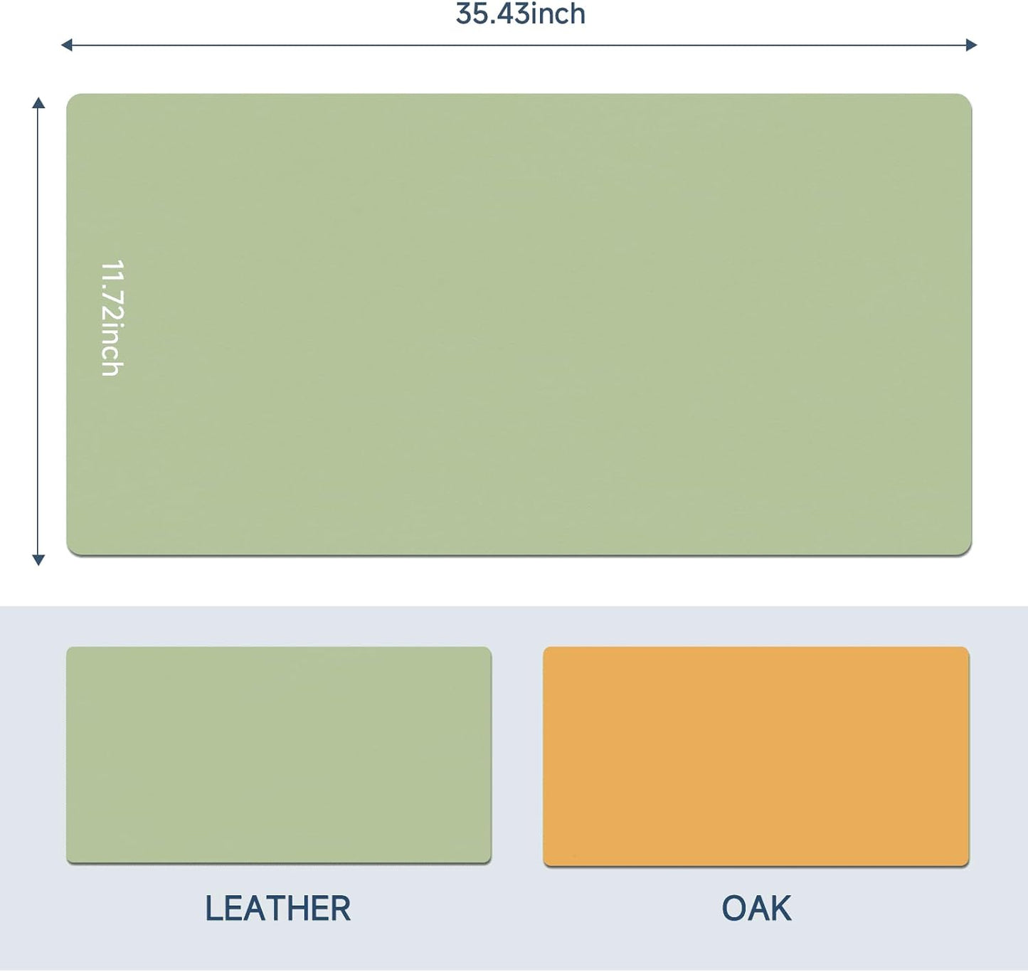 Double-Sided Desk Pad - 35.4" x 17.7" Leather Desk Mat, Eco-Friendly Cork Desk Protector, Waterproof Large Mouse Pad, Durable Desk Blotter for Office (Green)