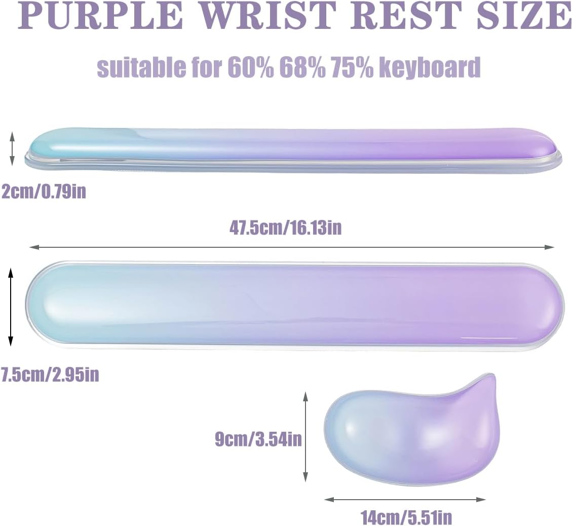 Gel Keyboard and Mouse Wrist Rest Set –White Clear Wrist Rest for Computer Keyboard 60%/68%/75%, Comfort & Support for Typing and Gaming