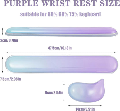 Gel Keyboard and Mouse Wrist Rest Set –White Clear Wrist Rest for Computer Keyboard 60%/68%/75%, Comfort & Support for Typing and Gaming
