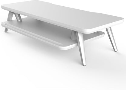 Fenge Dual Monitor Stand, Monitor Stands Riser for 2 monitors, 42.5 Inch Wood Desk Shelf with Storage Organizer and Cable Management for Office Desk Accessories