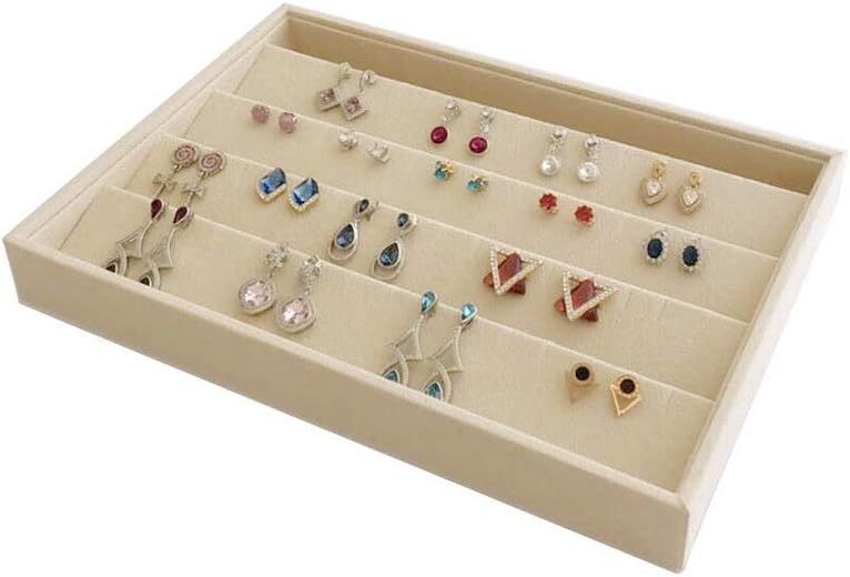 Velvet Sunglasses Organizer Tray 4 Slot, Stackable Eyewear & Glasses Display Case, Premium Beige Velvet, Scratch-Free Lining, Drawer Insert for Dressing Table Vanity Home Retail Trade Show