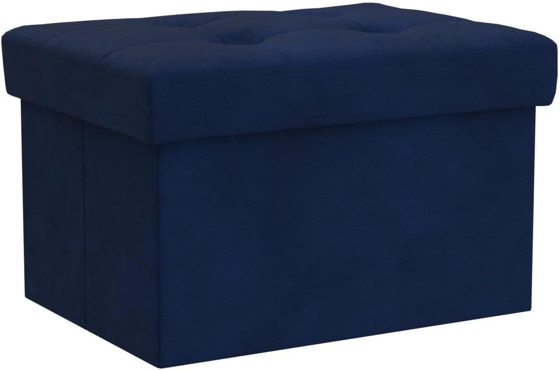 LINMAGCO Ottoman Storage Ottoman with Storage Small Foot Rest Stool Under Desk Stool Short Folding Footrest Linen Cloth Dark Gray 16X12X12IN
