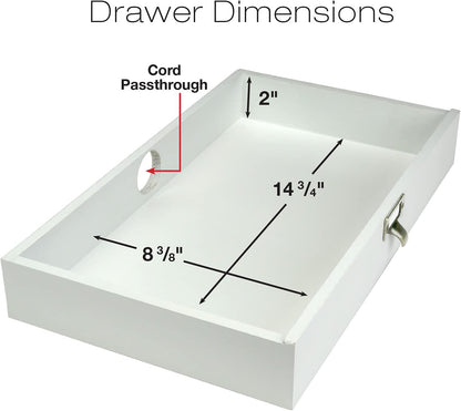 EXCELLO GLOBAL PRODUCTS Wooden Monitor Stand: Includes Drawer for Desktop Organization of Notebooks, Pens, Pencils & Office Supplies (White)