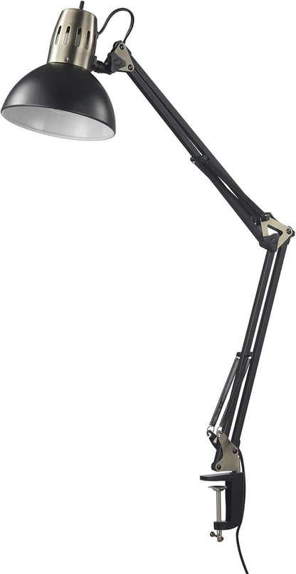 Globe Electric 12641 Architect 32" Swing-Arm Clamp-On Lamp, Black Architect, Finish, LED Bulb Included
