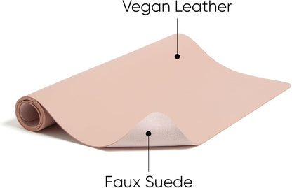 Smead Desk Pad, Vegan Leather Desk Mat with Non-Slip Faux Suede Backing, Perfect Desk Organizer for Office Decor, 31.5” x 15.7” Medium, Sandstone (64831)
