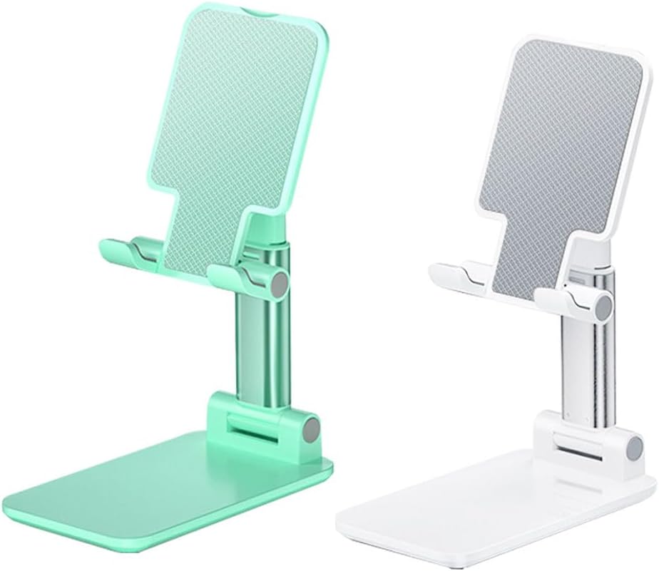 Phone Stand, PhoneHolder for Desk Anti-Slip Cute OfficeAccessories Forldable Cell PhoneHolder Compatible with iPhones, AllMobile Phones, White-Silver, Pro
