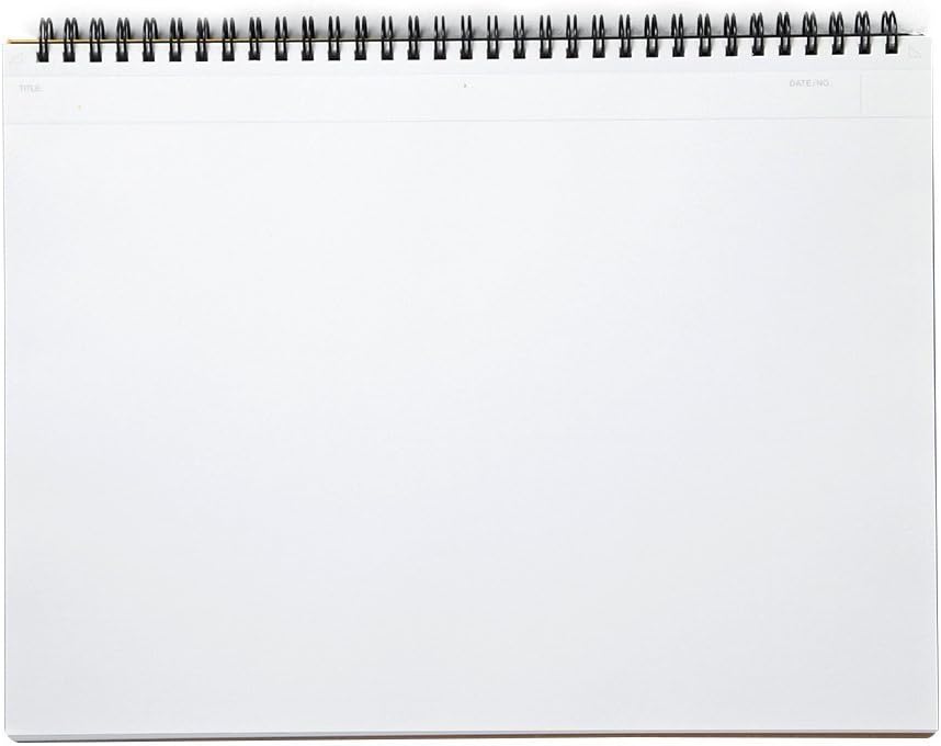 Maruman Mnemosyne Grid Notebook- Horizontal A4 Layout, 8.27" x 11.69", 70 Sheets / 140 Pages, 5mm Graph Paper Journal, Perforated Pages & Wire-Bound to Lay Flat, Black, Made in Japan